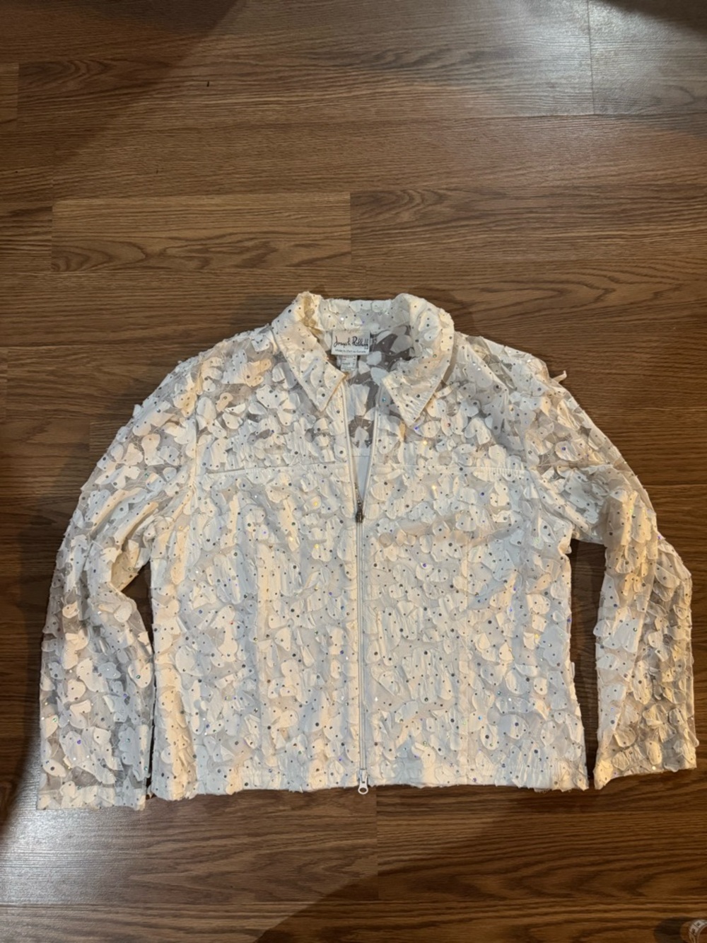 Joseph Ribkoff Cream Eyelet Zip Jacket